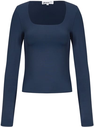 Comfortabele Gebreide Nylon Dames Top met Lange Mouwen - Marineblauw - Maat XS