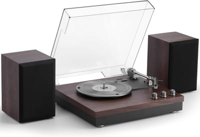 SNJY® Platenspeler Bluetooth - Platenspeler met Speakers - CD Speler - Externe Luidsprekers - 3 Snelheden - Donkerbruin