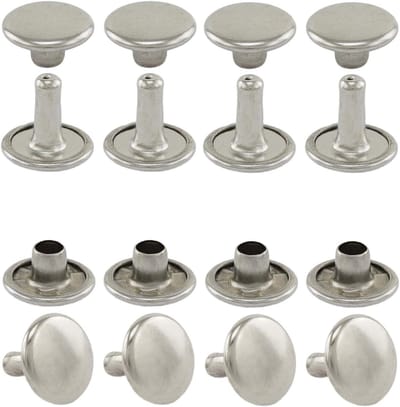 Holle Klinknagels Dubbele Kop - Dubbele Klinknagels Tweedelig - Stoffen Bevestigen - Roestvrij Messing Materiaal - 100 stuks - Zilver Vernikkeld