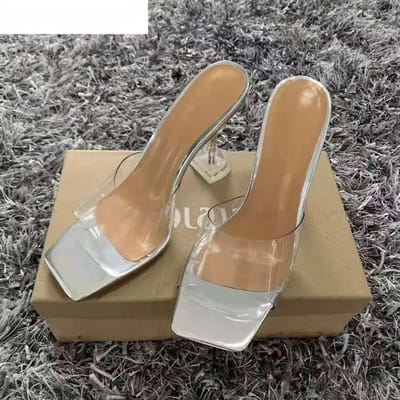 Sandalen met luipaardprint Open teen Hoge hakken Dames Transparante perspex slippers Schoenen Hak Transparante sandalen Gladiator Pvc Casual 40 brown