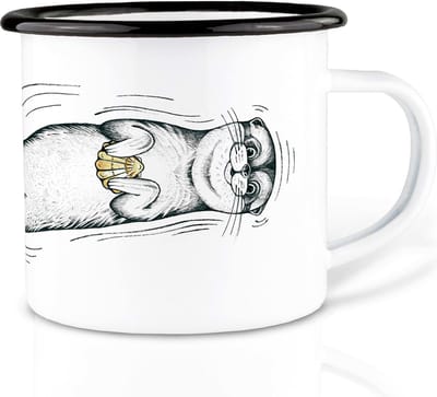Handgemaakte emaille mok Clam 300ml