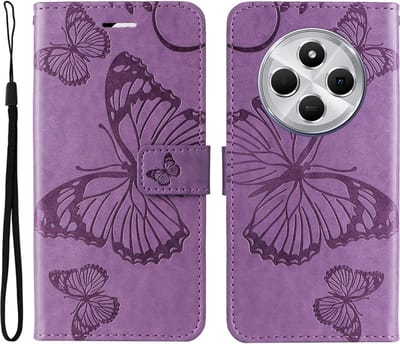 Coverup Hoesje - Geschikt voor Xiaomi Redmi 14C Hoesje - Coverup Vlinders Book Case - Lila