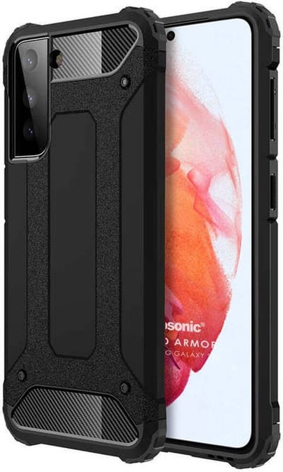 Schokbestendig Heavy Duty Hoesje Geschikt voor: Samsung Galaxy S22 Shock Proof Hybride - Back Cover - Dual Layer Armor Case - Extra Stevig - Zwart