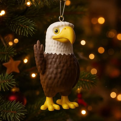 AnimalsAttitude – Kleine Adelaar Kersthanger met Middelvinger – 3D-geprint PLA Ornament – Humoristische Kerst Decoratie