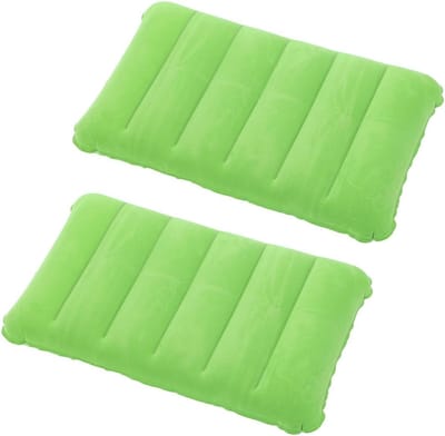 SnelShoppen - Inflatable Cushion Campingset, Flocked Velours Reiskussen, Opblaasbare Neksteun, Strandkussen, Voor Buiten, Reizen, Wandelen, Verpakking