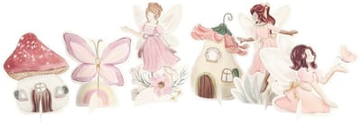 ARTYFETES - 6 Roze Pastel Papieren Feeën Decoraties van 6,8 tot 10 cm Betoverde Wereld
