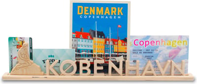 København, houten Letter standaard Souvenir met de kleine zeemerin: kan gepersonaliseerd worden met fotos en tickets
