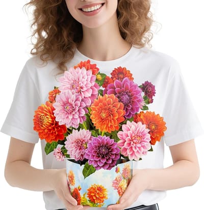 3D Pop-up Moederdagkaarten met Dahlia's - Verjaardags Wenskaarten en Boeketten