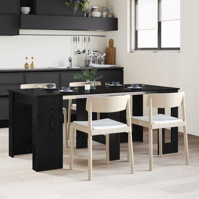 vidaXL - Eettafel - 180 - x - 85 - x - 75 - cm - Bewerkt - hout - Zwart - eiken - Rechthoekig