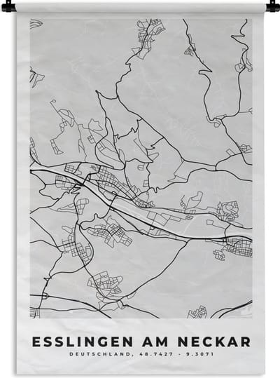 Wandkleed - Wanddoek - Esslingen Am Heckar- Kaart - Stadskaart - Plattegrond - Duitsland - 120x180 cm - Wandtapijt