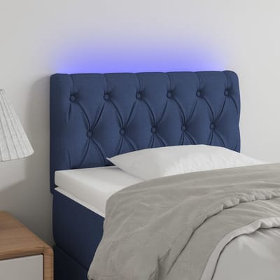 vidaXL - Hoofdbord - LED - 80x7x78/88 - cm - stof - blauw