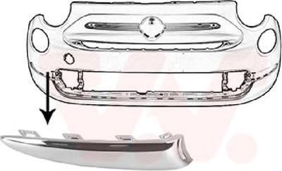 Fiat 500, 2015 - - voorbumperlijst, chroom, rechts