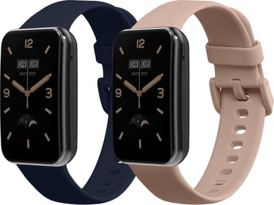 kwmobile 2x horlogebandjes geschikt voor Xiaomi Mi Band 7 Pro bandje - Smartwatch bandjes van TPU - Activity tracker horloge band in donkerblauw / oudroze