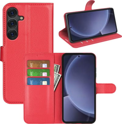 MobyDefend Hoesje - Geschikt voor Samsung Galaxy S25 Plus (S25+) - Kunstleren Wallet Book Case (Sluiting Voorkant) - Rood