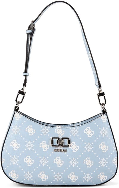 GUESS schoudertas Emelie Logo Top Zip Shoulder Bag Light Blue Logo Lichtblauw