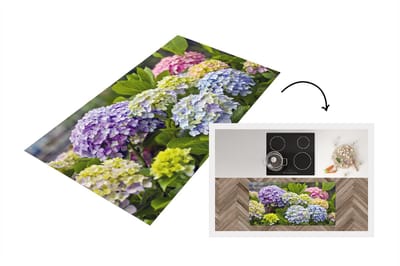 Keukenloper - Loper keuken - Verschillende hortensia bloemen - 120x60 cm - Keukenloper vinyl