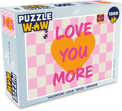 Puzzel Valentijn - Love - Roze - Oranje - Legpuzzel - Puzzel 1000 stukjes volwassenen