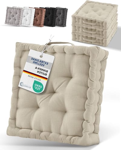 Vloerkussens Set - Zitkussens Dik - Comfortabel Zitten - Met Draaghendel - 50x50 cm - Linnen