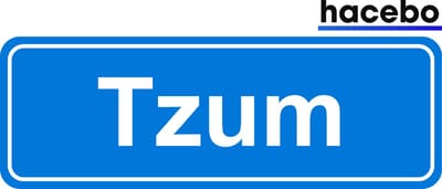 Hacebo - Plaatsnaam Sticker - 29x10 CM - Tzum sticker - Verkeersborden sticker - grappige cadeaus - Tzum
