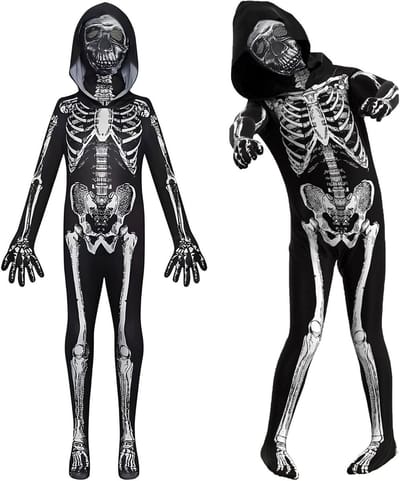 Griezelige Skelet Jurk voor Kinderen met Masker - Perfect voor Halloween Feest en Cosplay Kostuums