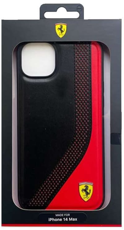 Ferrari Back cover - iPhone 14 Plus & 15 Plus - Zwart - Slank & Schokbestendig - Carbonlook