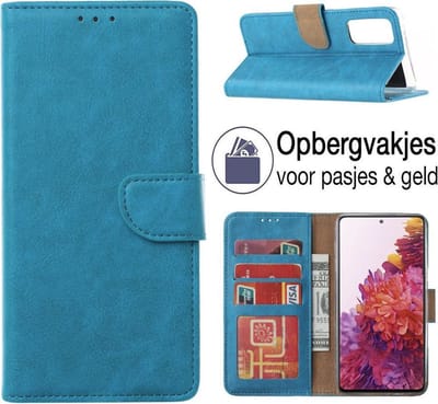 Hoesje geschikt voor Samsung Galaxy S21 FE Hoesje - book case - Portemonnee hoes - S21FE book hoesje - Blauw - EPICMOBILE