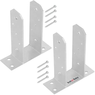 KOTARBAU® 2 stuks Paalhouder, Paalvoet, TT, Paaldrager, Verzinkt Staal, 70 mm, Zilver, Paalsteun, om te Schroeven, voor Houten Palen, voor Tuin