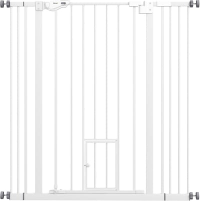 PawHut Huisdierenhek Staal, Kunststof 74-101L x 3,5B x 104,1H cm Wit