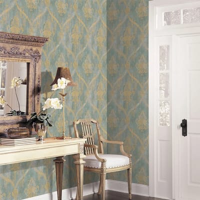 Barok behang noorwall blauw/groen goud CH28248