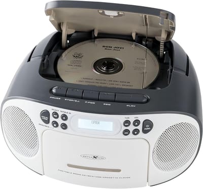 CD-speler met cassette, DAB-radio en AUX-ingang voor net- en batterijvoeding