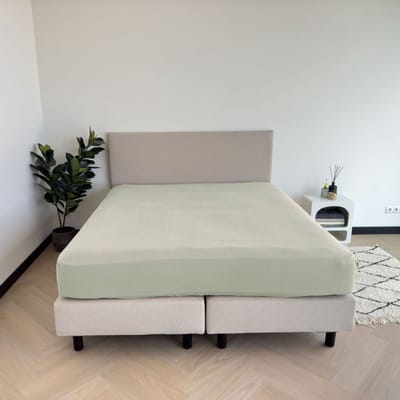 Kayori Kai Hoeslaken Katoen - 80-90x200cm - Matrasdikte 35cm - Rondom Elastiek - Saliegroen