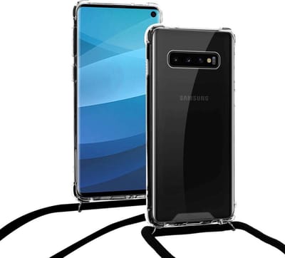 Hoesje Geschikt Voor Samsung Galaxy S10 Plus hoesje met koord transparant Siliconen Zwart – S10 plus backcover – Hoesje Geschikt Voor Samsung Galaxy S10 plus case – oTronica koord hoesje Hoesje Geschikt Voor Samsung Galaxy