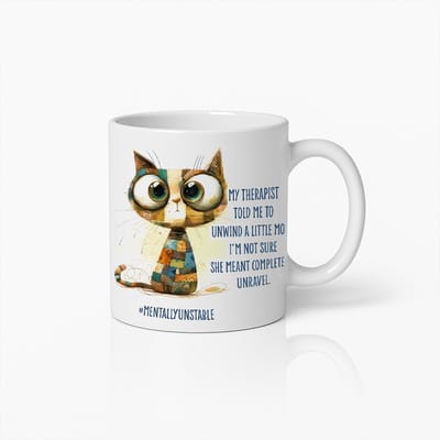 Grappige Mentale Gezondheid Kat Mok – “Ontspan of Ontwikkel” Quote – Schattige & Sarcastische Koffiemok voor Therapie Fans