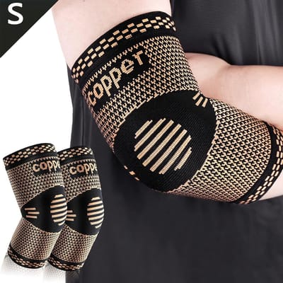 DOWO ® - Elleboog Brace - Tennisarm Brace - Koper - Brace Elleboog - Arm brace – Tenniselleboog – Armbrace - Elbow Sleeve – Sportbrace - Onderarm spalk – Zwart – 2 Stuks - S