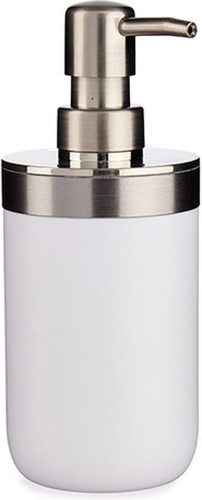 Berilo Zeeppompje/dispenser - 17 cm - RVS/kunststof - wit/zilver - 350 ml - navulbaar - toilet/badkamer/keuken