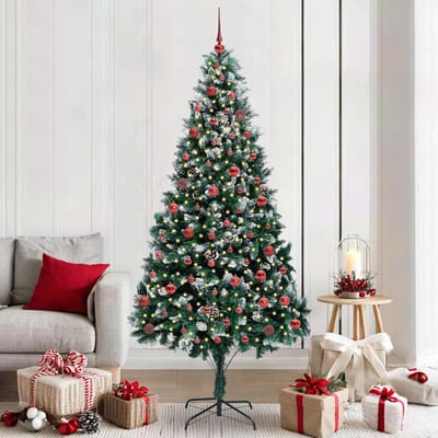 vidaXL Kunstkerstboom Groen 210 cm PVC en Staal en Kunststof
