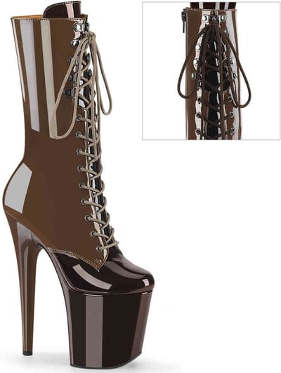 Pleaser - FLAMINGO-1054DC Plateau Laarzen, Paaldans schoenen - US 5 - 35 Shoes - Bruin