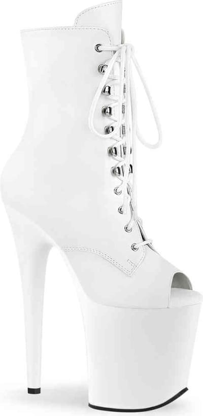 Pleaser - FLAMINGO-1021 Plateau Laarzen, Paaldans schoenen - US 7 - 37 Shoes - Wit