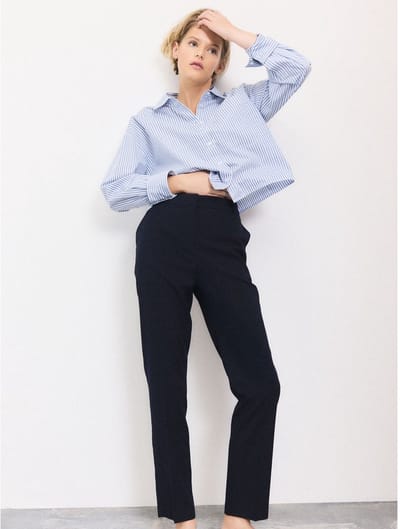 Next - Dames - Nauwsluitende, op maat gemaakte broek van wol - Blauw