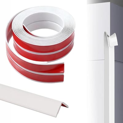 Decoratieve hoekbescherming in het wit, flexibele plinten van 2cm x 10m, PVC wandhoekbescherming, waterdicht en eenvoudig te snijden voor deuren, ramen, muren en tegels.