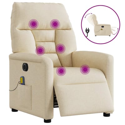 vidaXL - Massagestoel - elektrisch - verstelbaar - stof - crèmekleurig
