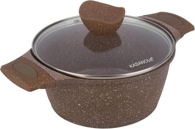 Kookpan - Steelpan - Gezond Koken - Antiaanbaklaag - 24 cm - Bruin
