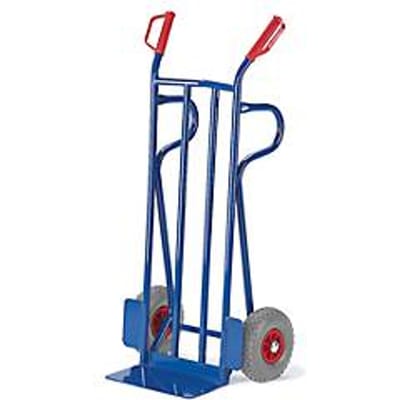 Zakkenwagen, veiligheidshandvatten, 15 kg, luchtgevuld, draagvermogen 250 kg, gentiaanblauw RAL 5012