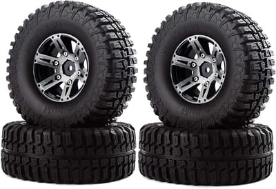 100mm Rubber Banden met 1.9 Inch Metalen Beadlock Wielen voor 1/10 RC Rock Crawler, Upgrade Onderdelen voor SCX10 TRX4 D90 CC01, Geschikt voor Modelbouw en Offroad Avonturen