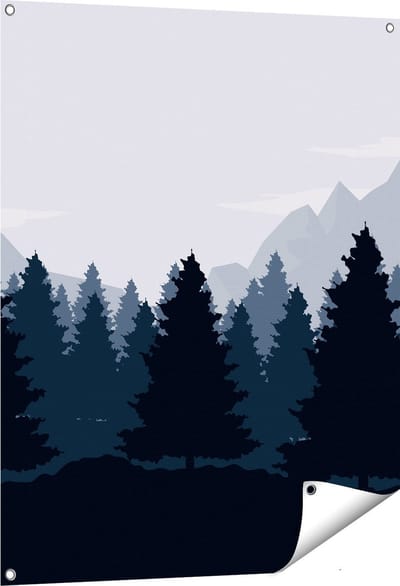 Gards Tuinposter Bos met Bomen Illustratie - Abstract - 80x100 cm - Tuindoek - Tuindecoratie - Wanddecoratie buiten - Tuinschilderij