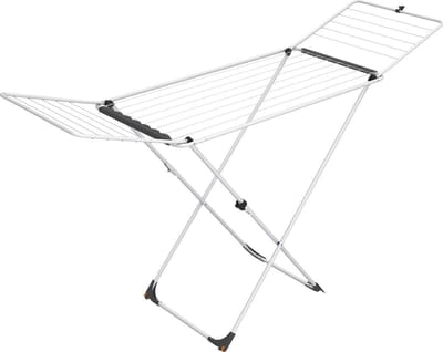 Universeel Stalen Wasrek 18m Drooglijnlengte - Wit - Met Wielen - 129x55 cm