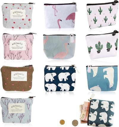 Mini Wallet Canvas 10 Stuks - Vrouwelijke Portemonnee - Duurzaam en Lichtgewicht - Ideaal voor Munten en Kaarten - ShopVlot