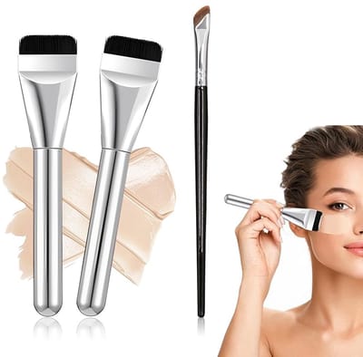 Dailygoods- Spatula Foundationkwast Set - 2 Stuks - Ultrafijne Kwast - Oogschaduwkwast - Kunstvezel Haren - Perfect voor Vrouwen/Mannen - Make-upkwasten