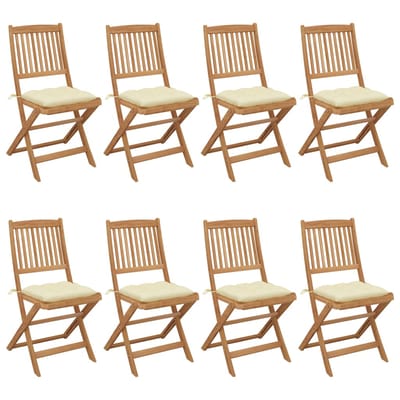 vidaXL - Inklapbare - stoelen - 8 - st - met - kussens - massief - acaciahout