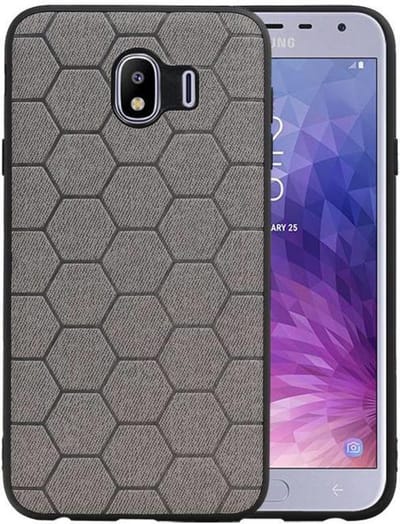 Hexagon Hard Case - Telefoonhoesje - Backcover Hoesje - achterkant hoesje - Geschikt voor Samsung Galaxy J4 - Grijs